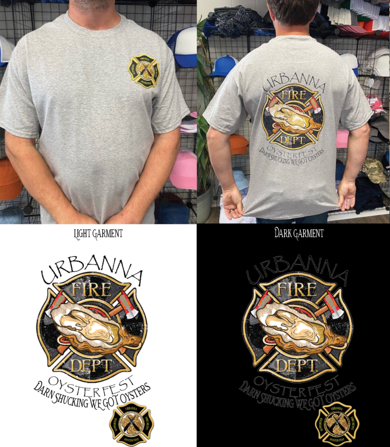 Urbanna Fire Dept. Oyster Fest Shirt Ingenious Designs by Creative Minds